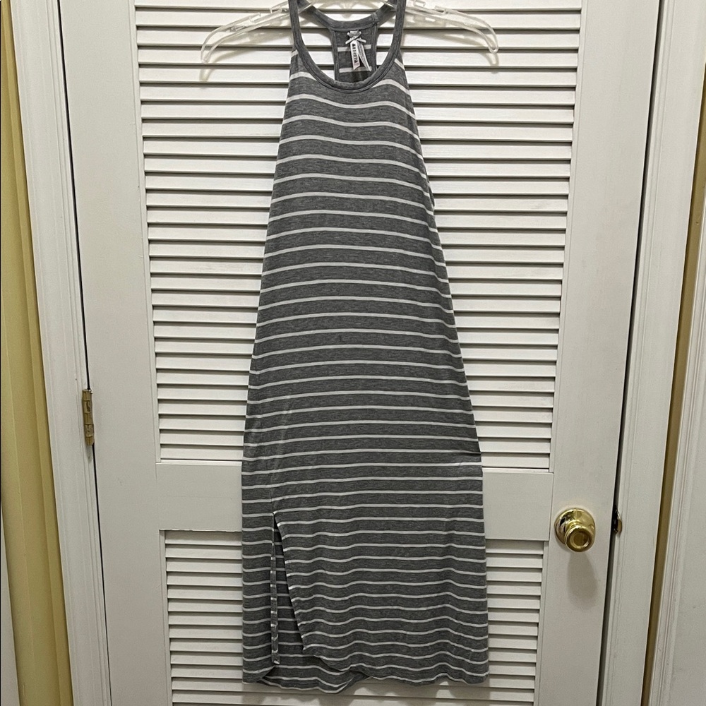 Gray and White Striped Halter Dress